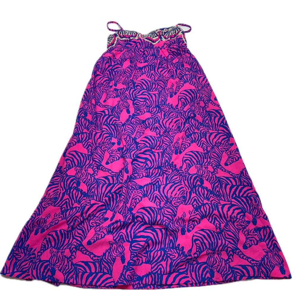 Lilly Pulitzer Dress Women Size 12 Pink Zebra Print Bernadetta Preppy Maxi - Picture 2 of 9